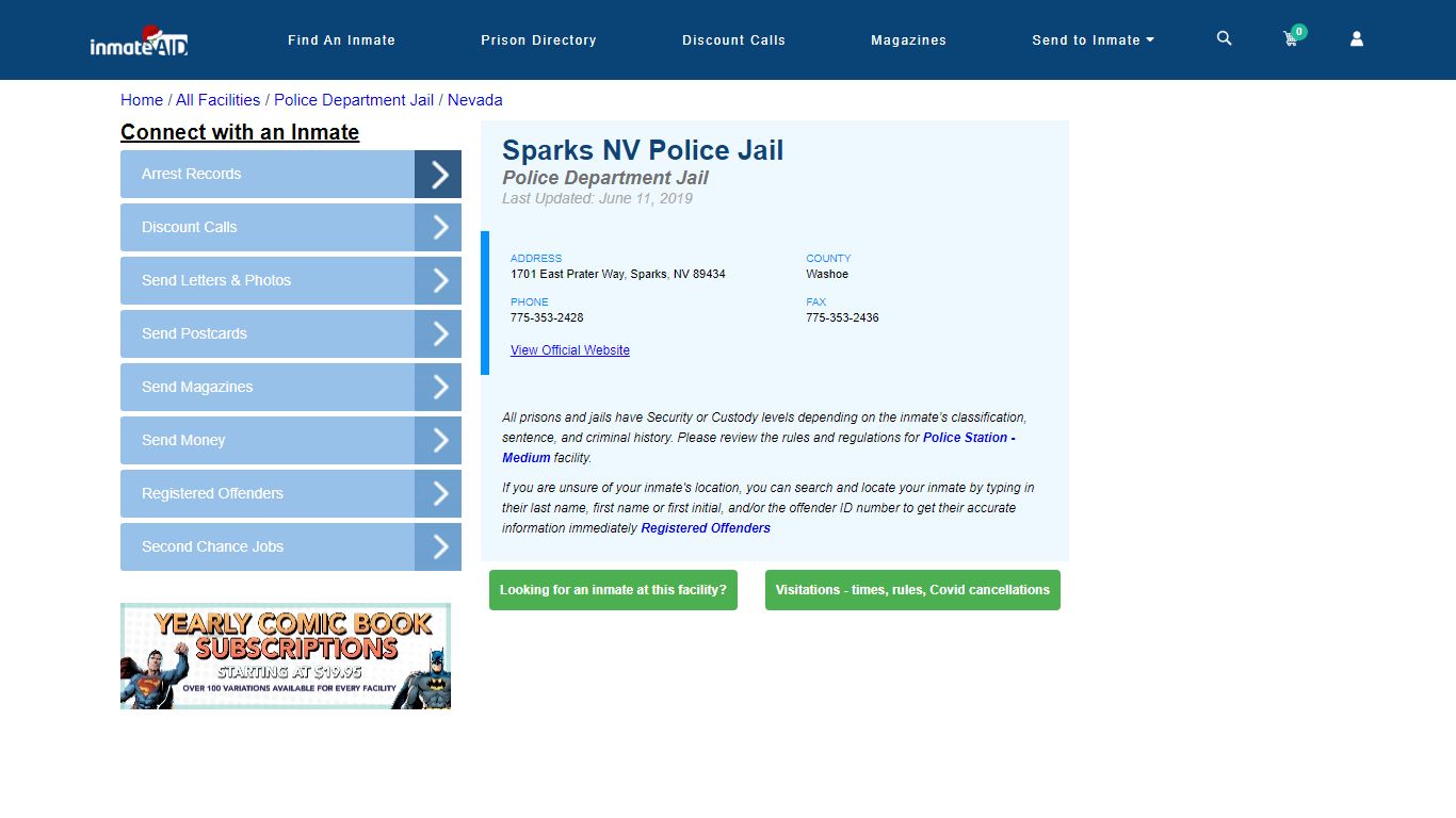 Sparks NV Police Jail & Inmate Search - Sparks, NV